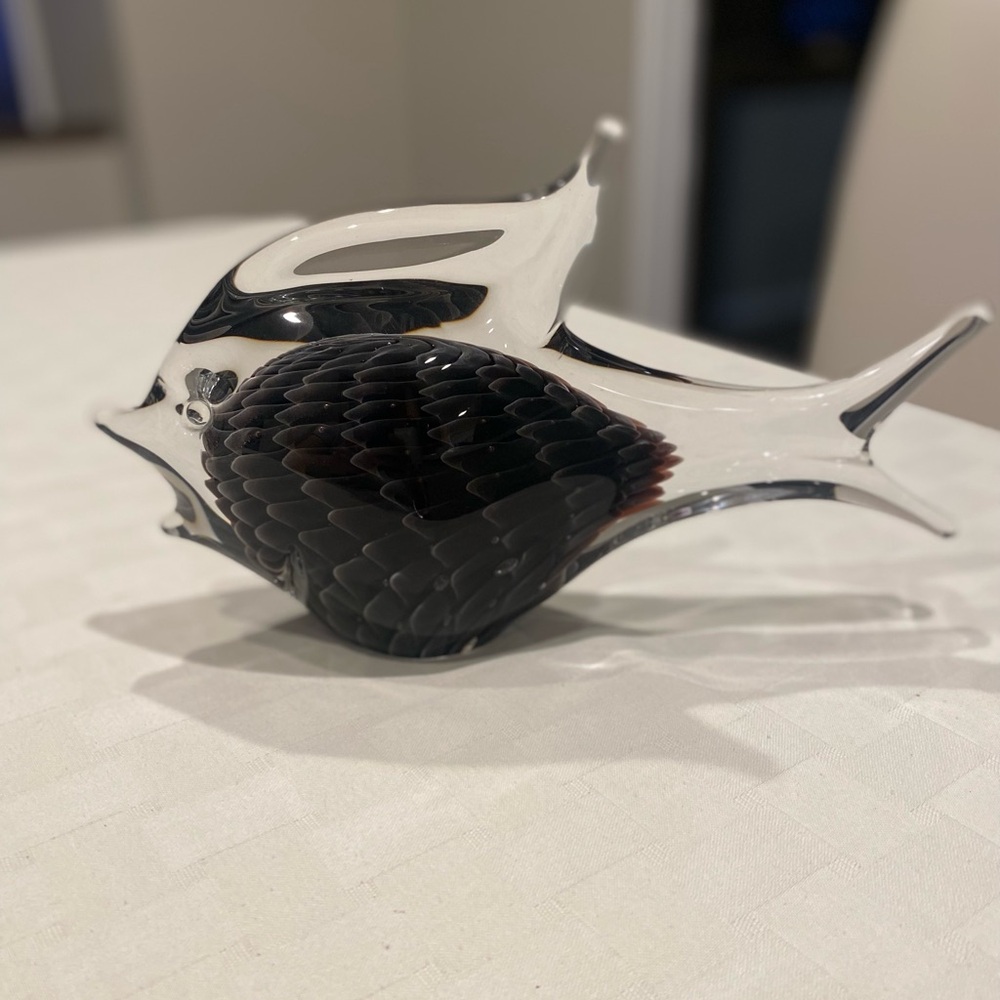 Scandinavian glass fish sculpture, by FM Konstglas